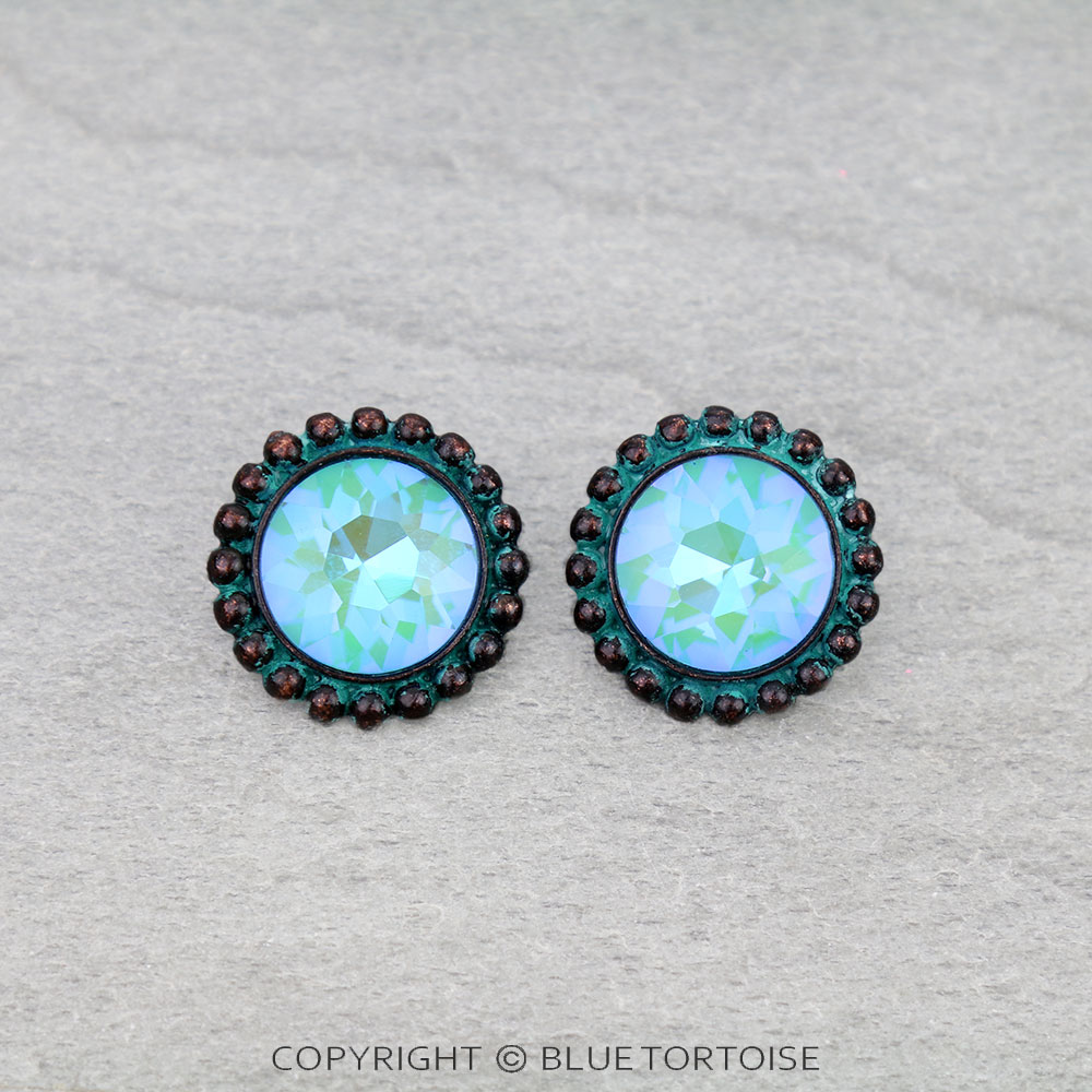 Western Round Stone Stud Earrings
