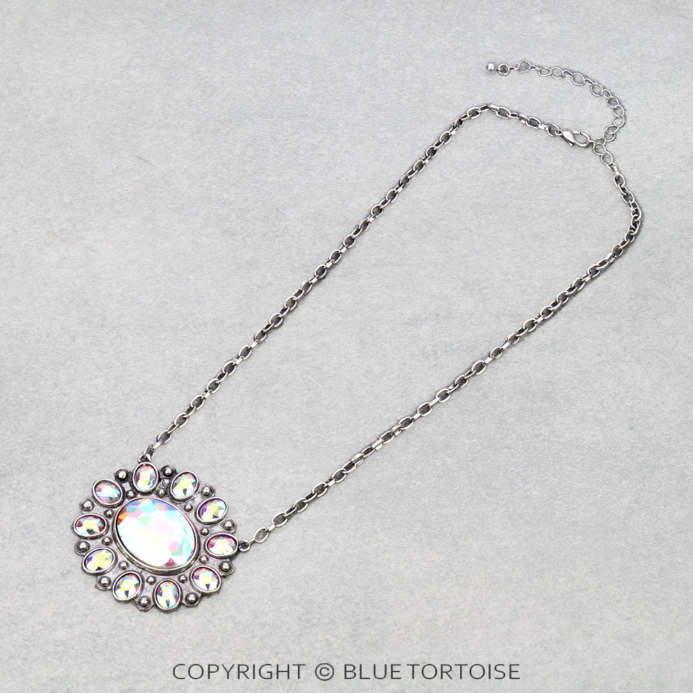 Concho Casting Stone Pendant Necklace