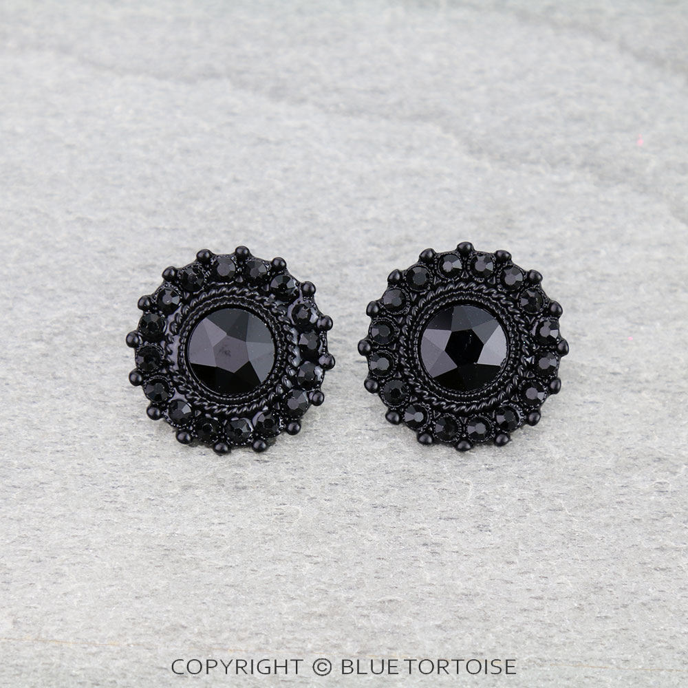 Western Concho Stone Stud Earrings