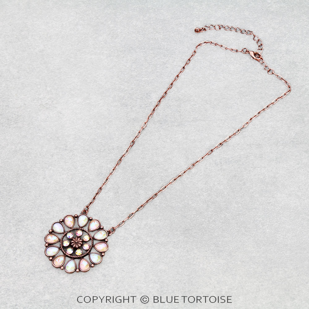 Western Concho Stone Pendant Necklace