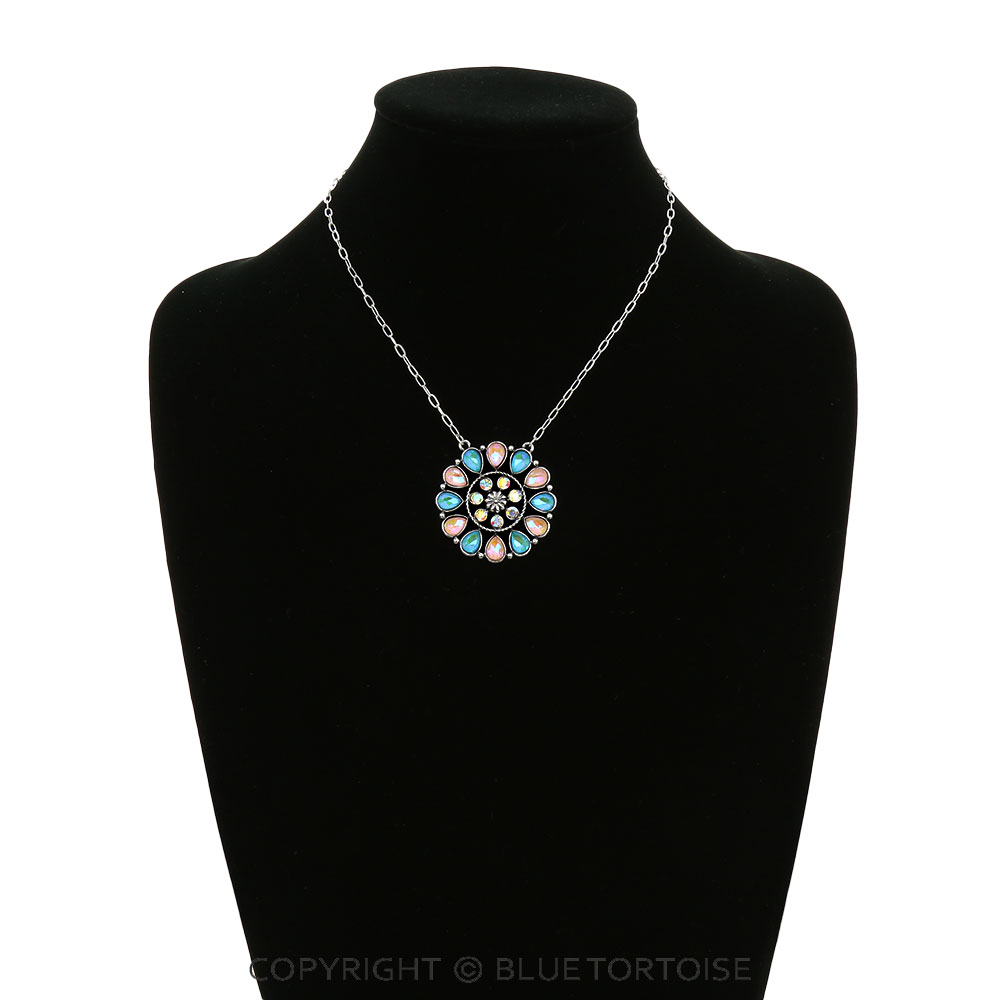 Western Concho Stone Pendant Necklace - Image 2