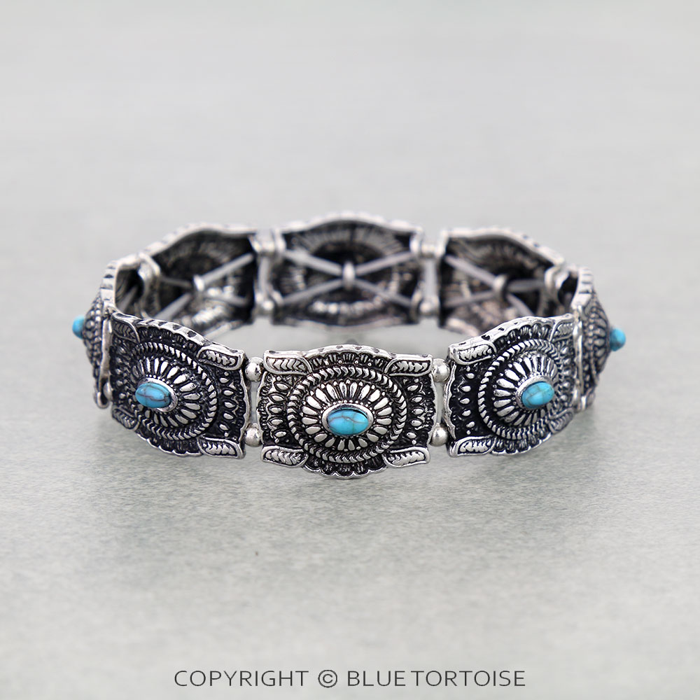 Western Concho Stone Stretch Bracelet
