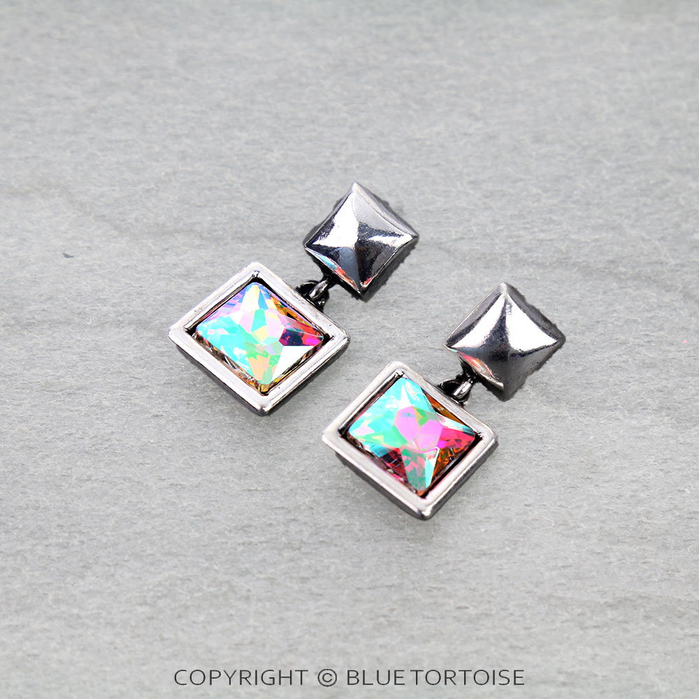Western Square Stone Stud Earrings