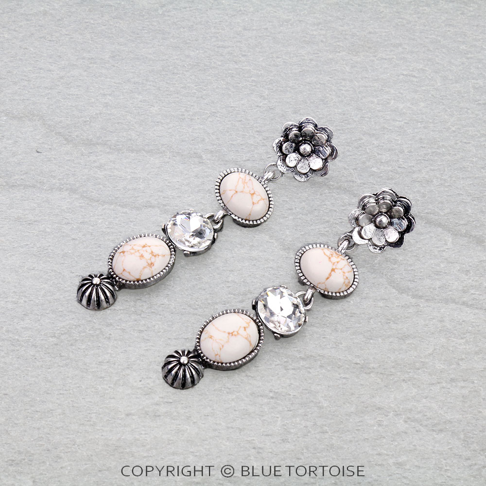 Western Stone Dangling Stud Earrings