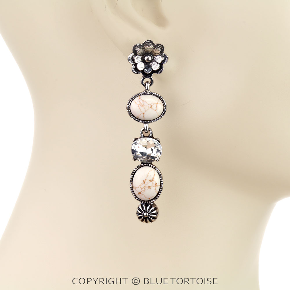 Western Stone Dangling Stud Earrings - Image 2