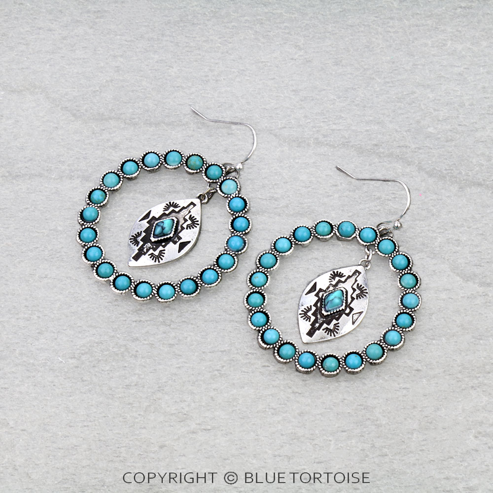 Western Aztec Stone Dangle Earrings