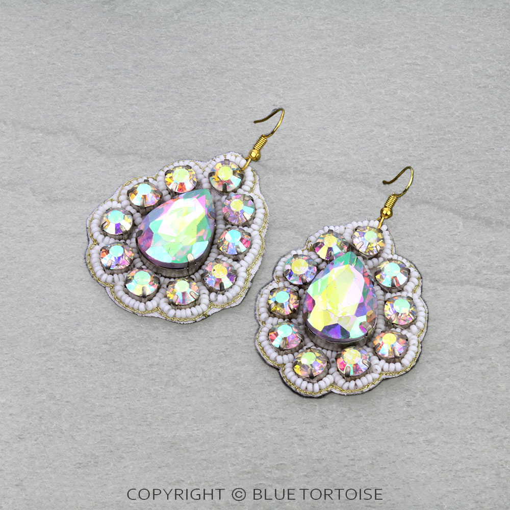 Western Glass Stone Teardrop Dangle Earrings