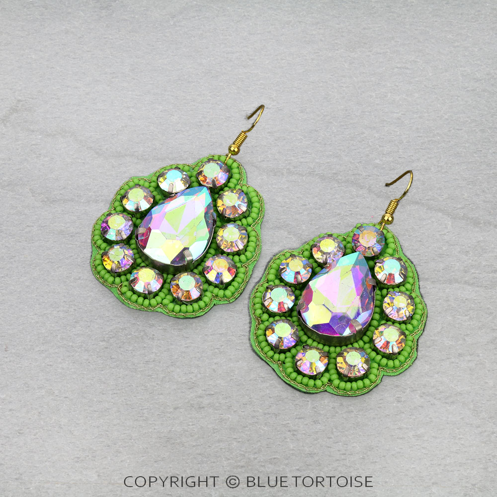 Western Glass Stone Teardrop Dangle Earrings