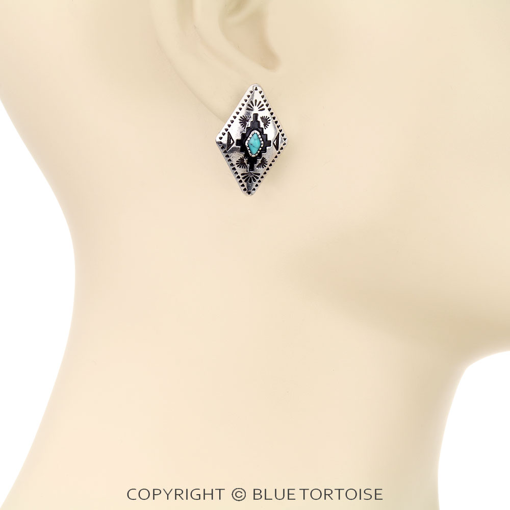 Western Diamond Aztec TXR Stud Earrings - Image 2