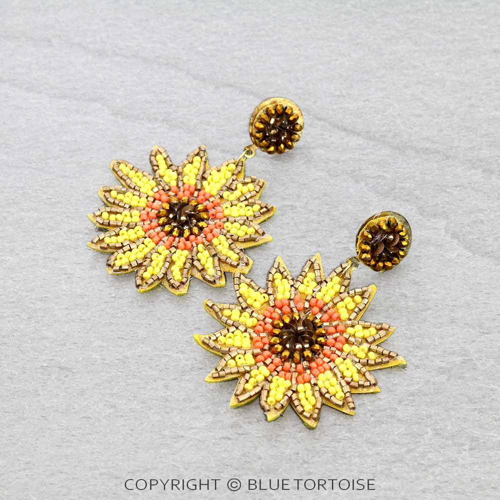 Sunflower Seed Bead Stud Earrings
