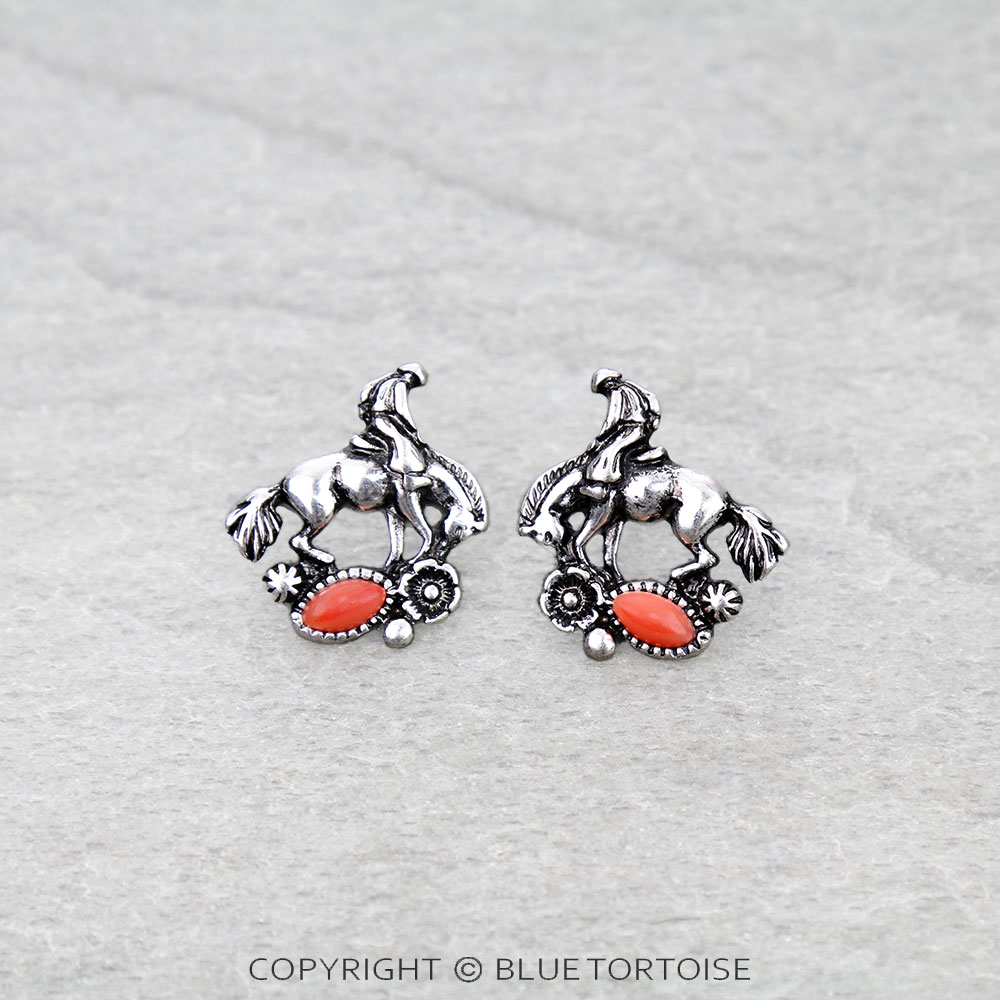 Western Rodeo Stone Stud Earrings