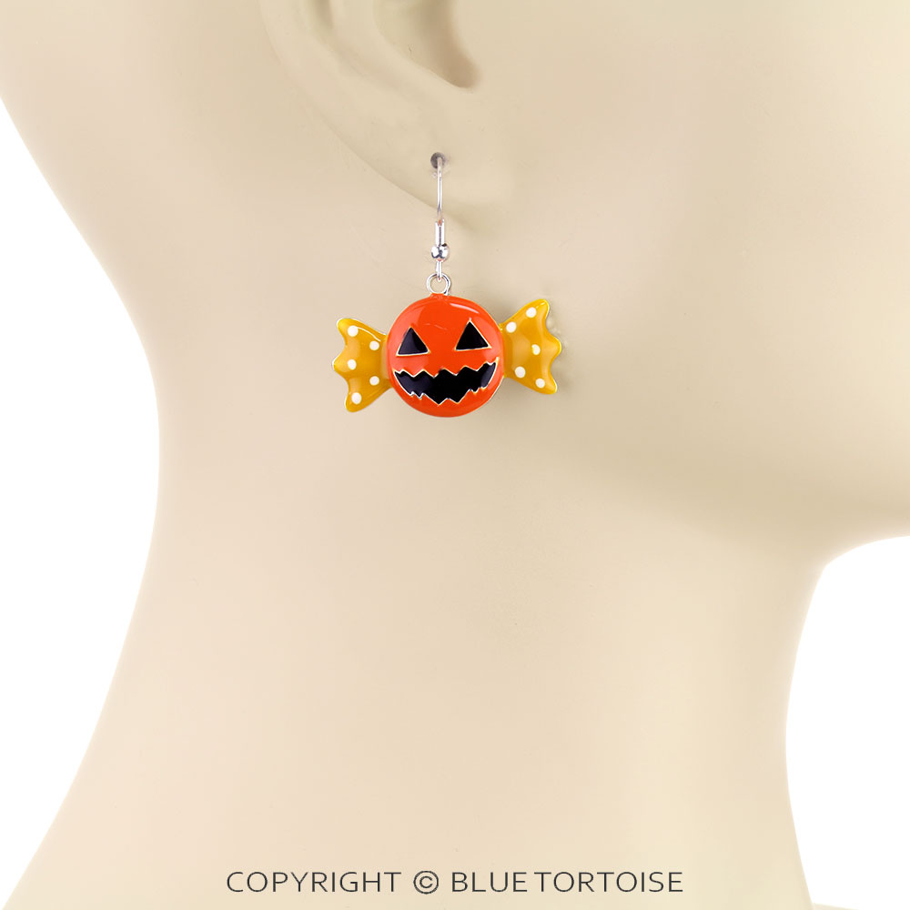 Halloween Jack-O’-Lantern Candy Dangle Earrings - Image 2