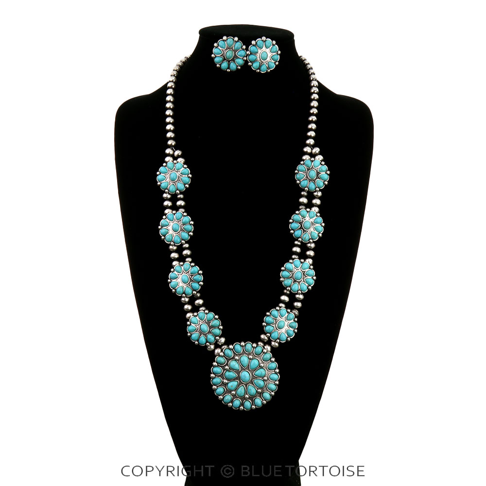 Western Concho Stone Necklace Set - Image 2