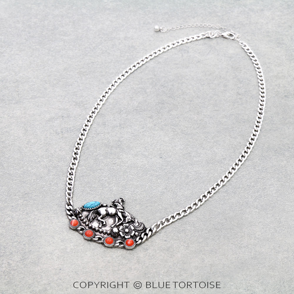 Western Rodeo Stone Pendant Necklace