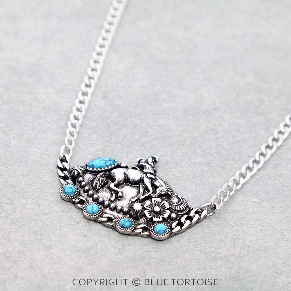 Western Rodeo Stone Pendant Necklace - Image 3