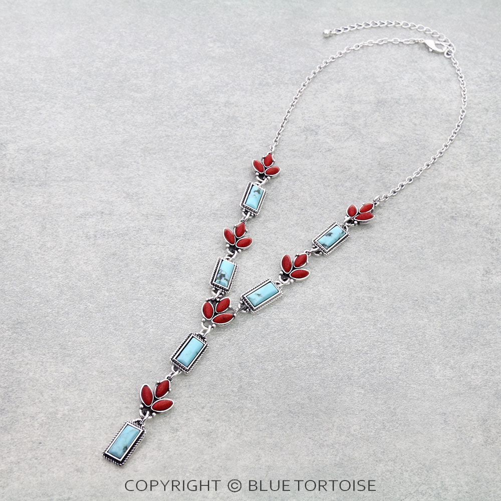 Western Rectangle Stone Y Necklace