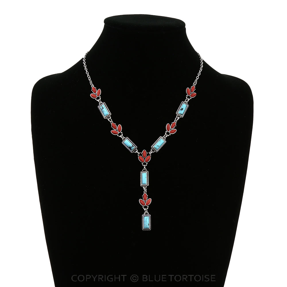 Western Rectangle Stone Y Necklace - Image 2