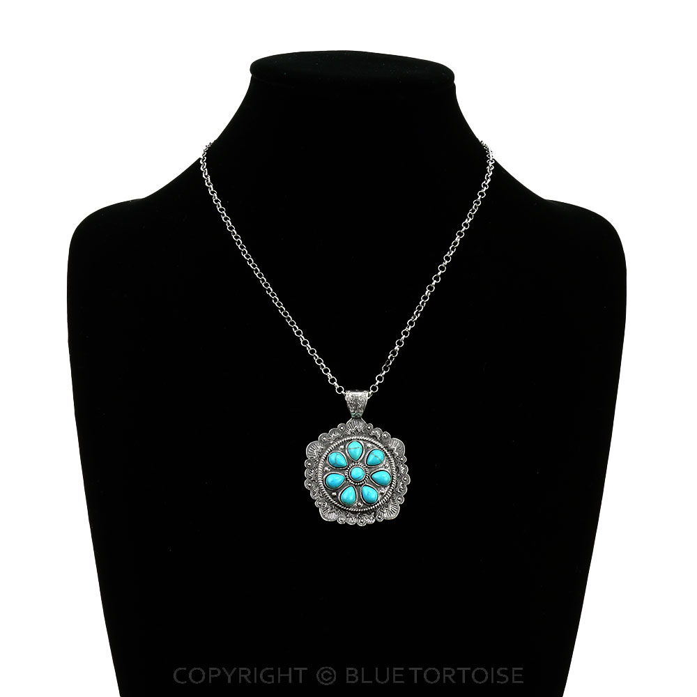 Western Concho Stone Pendant Necklace - Image 2