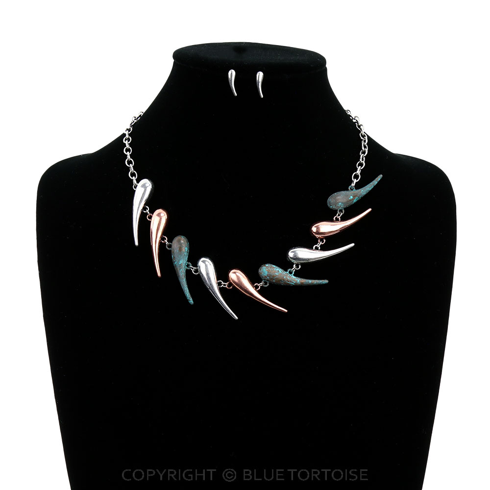 Waterdrop Shape Statement Necklace Set - Image 2