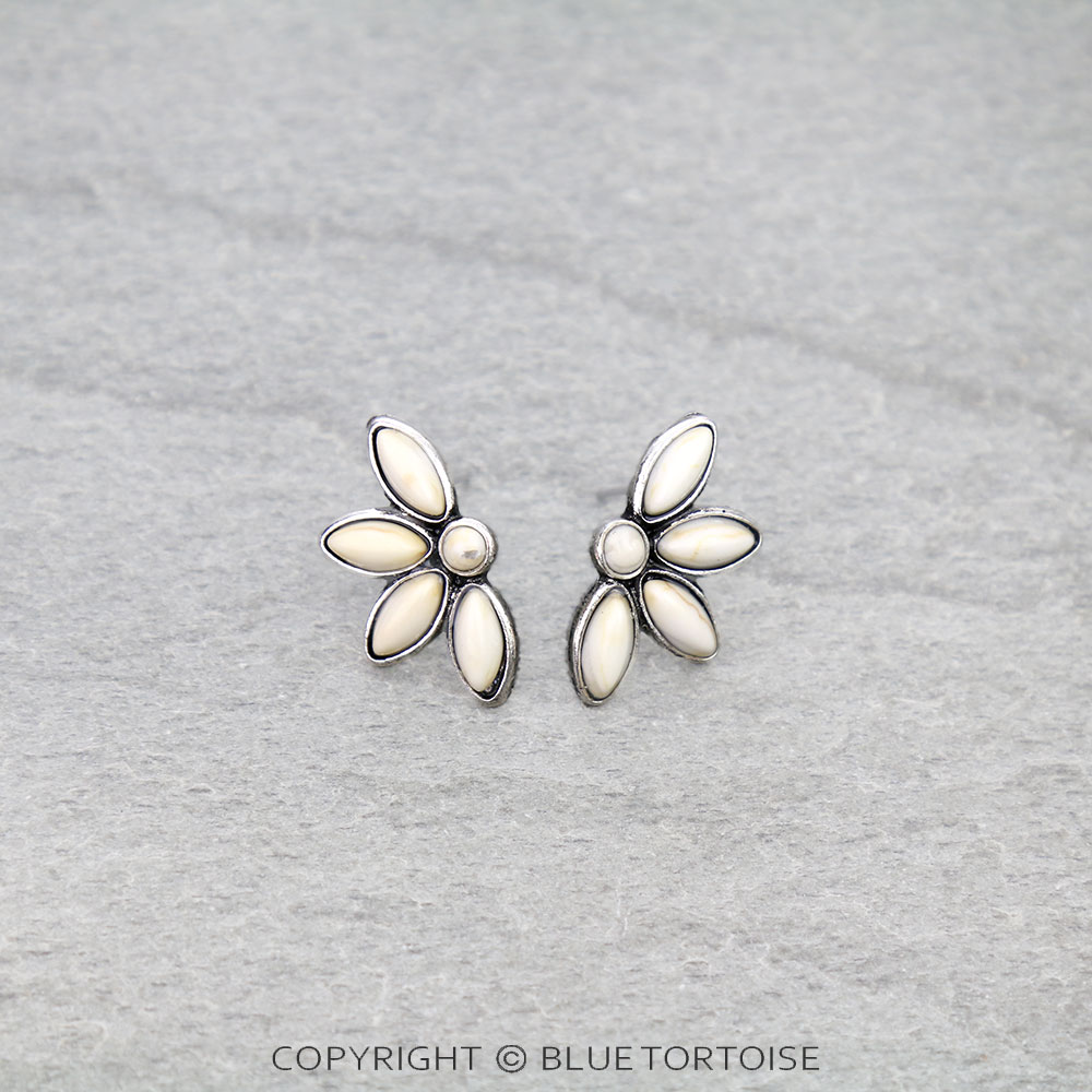 Western Flower Stone Stud Earrings