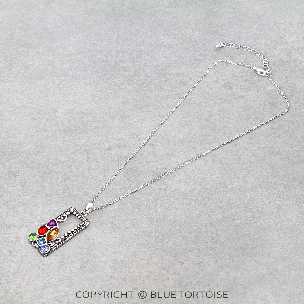 Tailored Ball TXR Rectangle with Stone Necklace