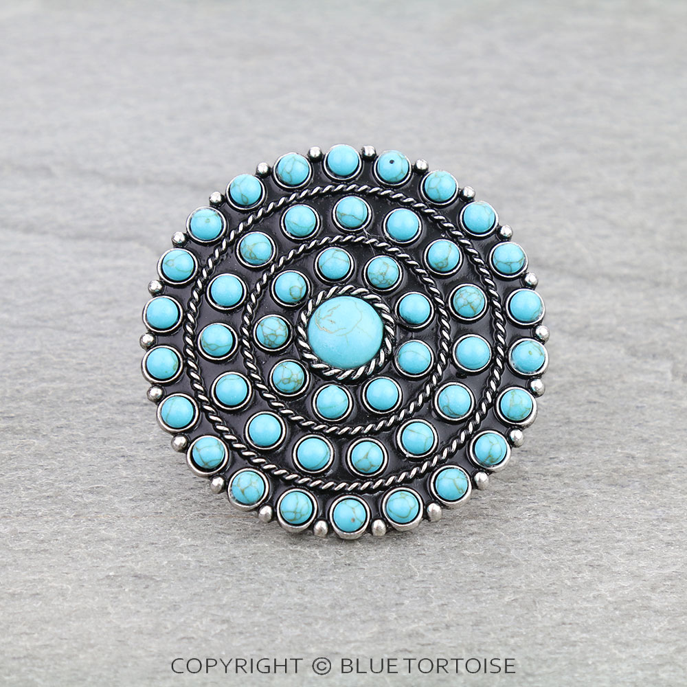 Western Round Stone Cuff Ring