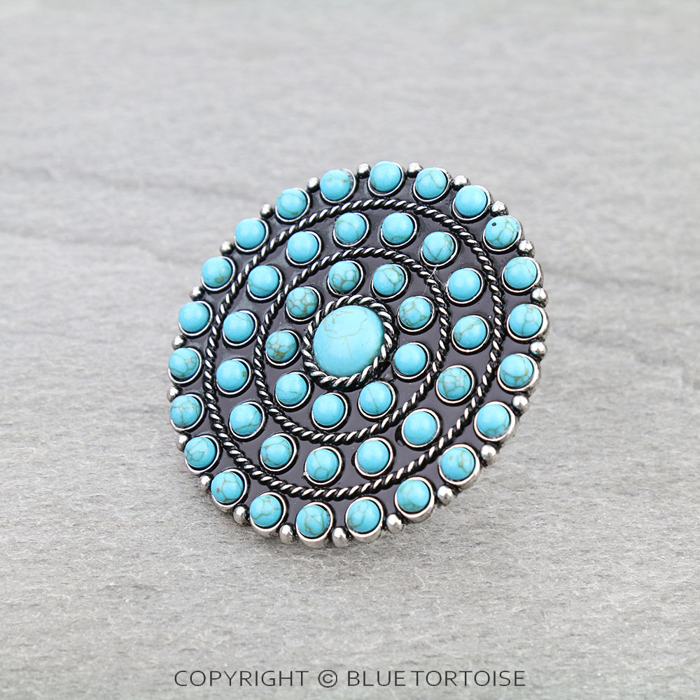 Western Round Stone Cuff Ring - Image 3