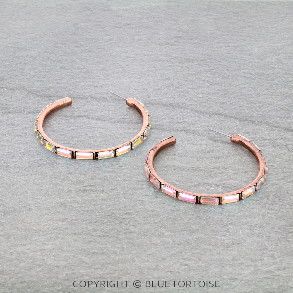 Western Rhinestone Hoop Earrings