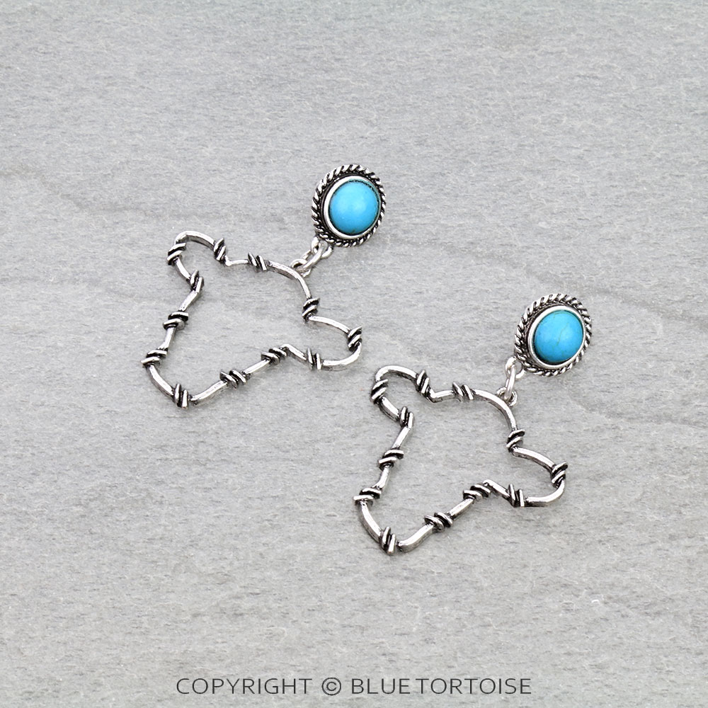 Western Cow Head Wire Stud Earrings