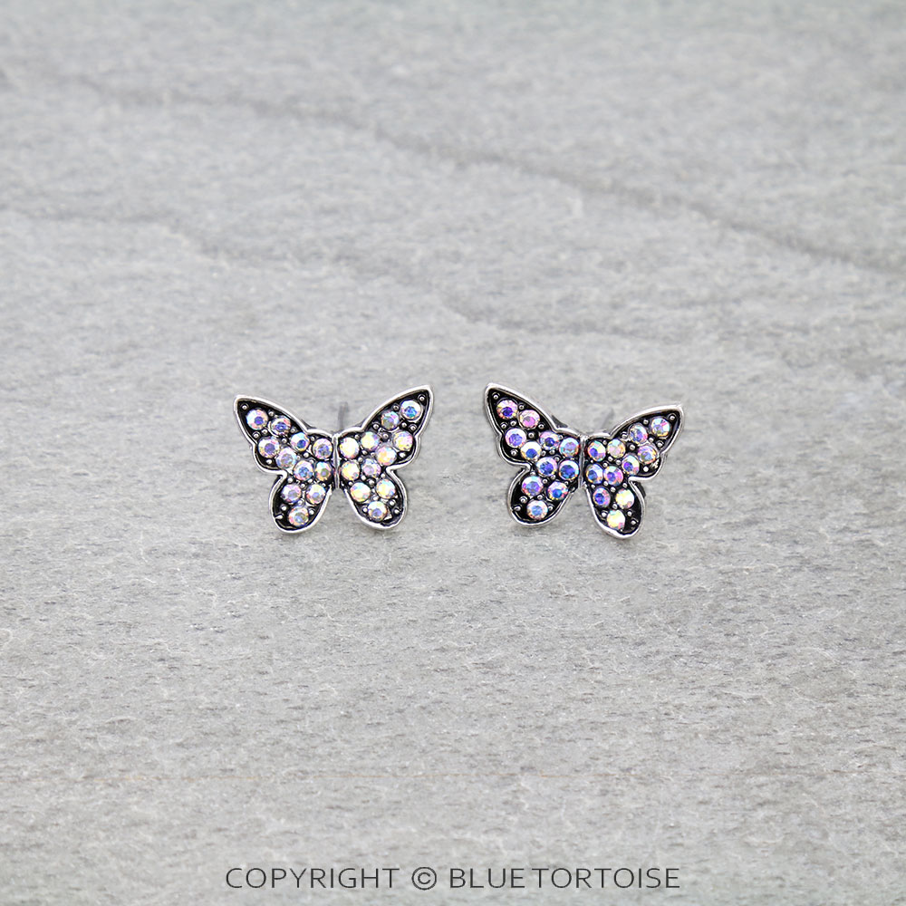 Western Butterfly Stone Stud Earrings