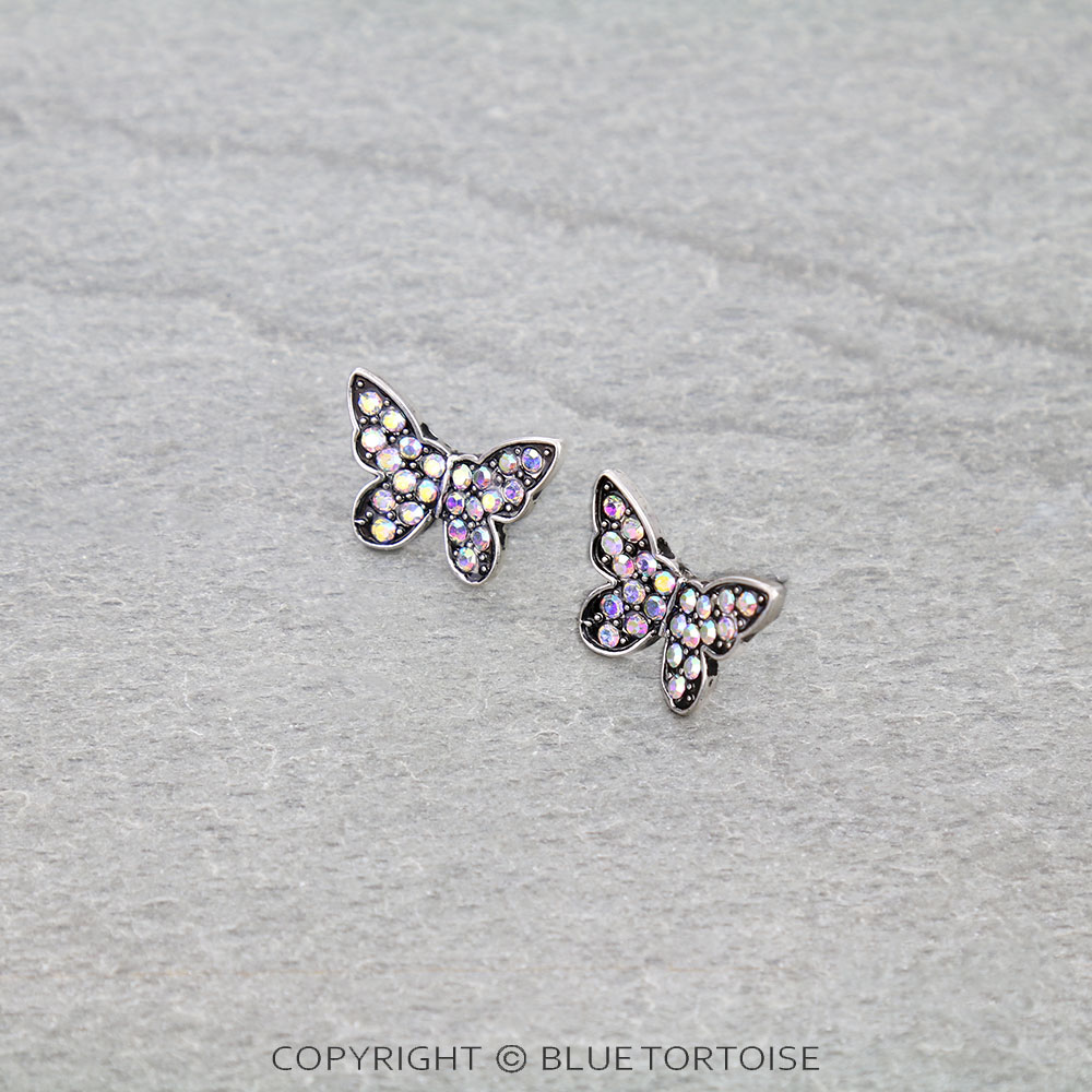 Western Butterfly Stone Stud Earrings - Image 3