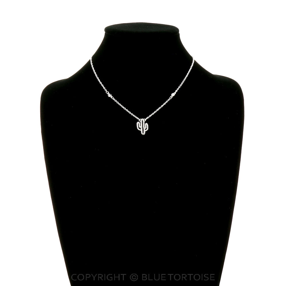 Western Cactus Cut Out Paved Necklace - Image 2