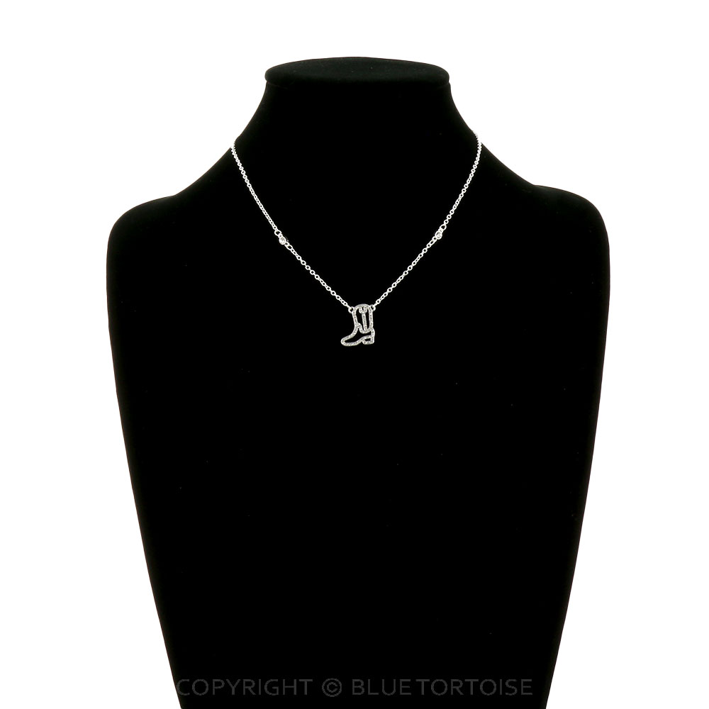 Western Boot Cut Out Paved Necklace - Image 2