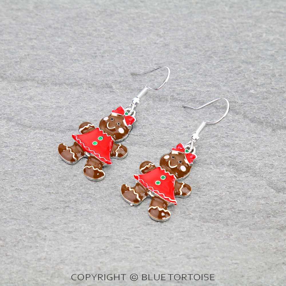Christmas Gingerbread Man Dangle Earrings