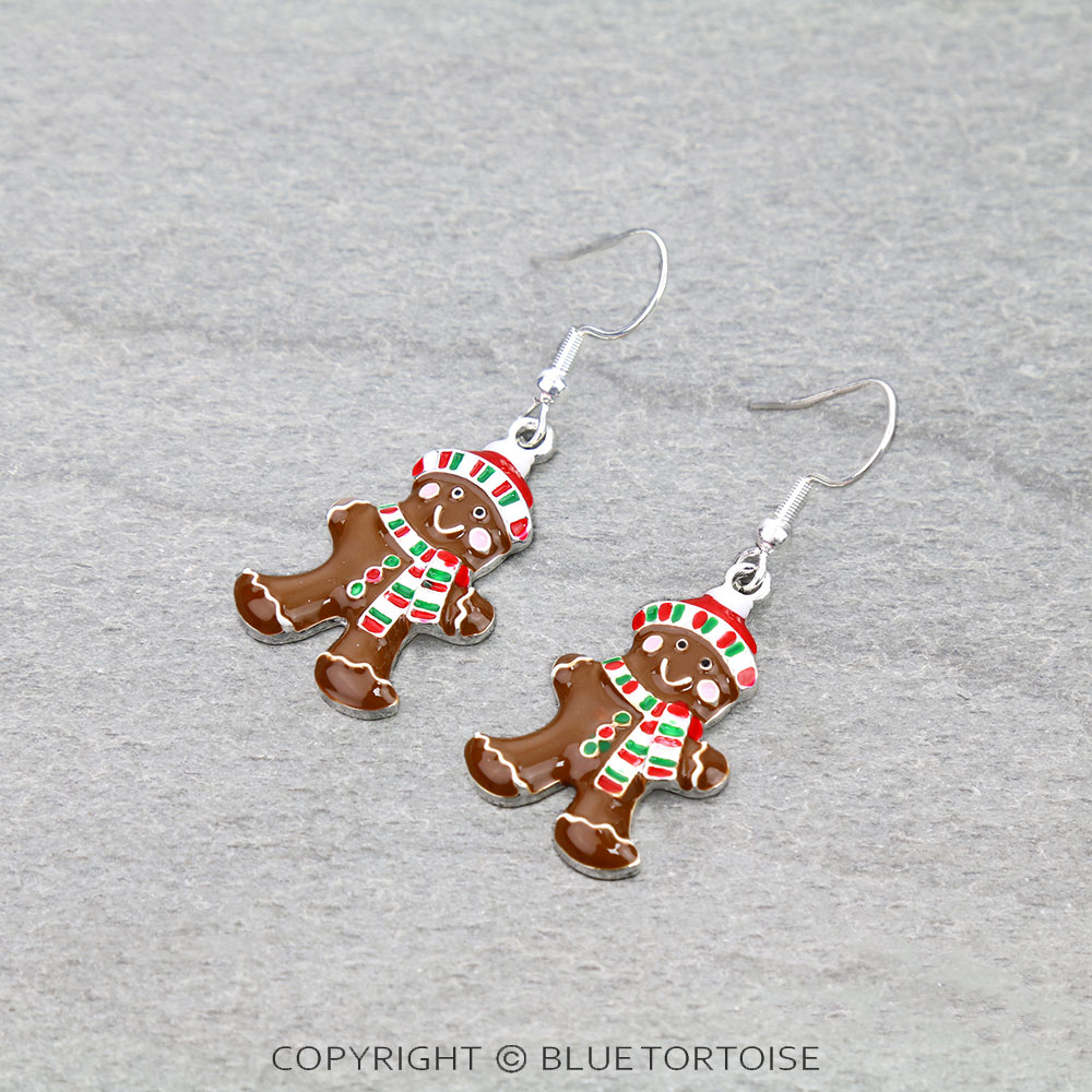 Christmas Gingerbread Man Dangle Earrings