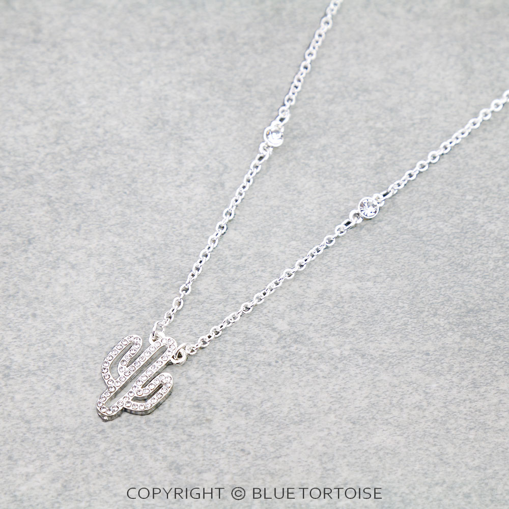 Western Cactus Cut Out Paved Necklace - Image 3