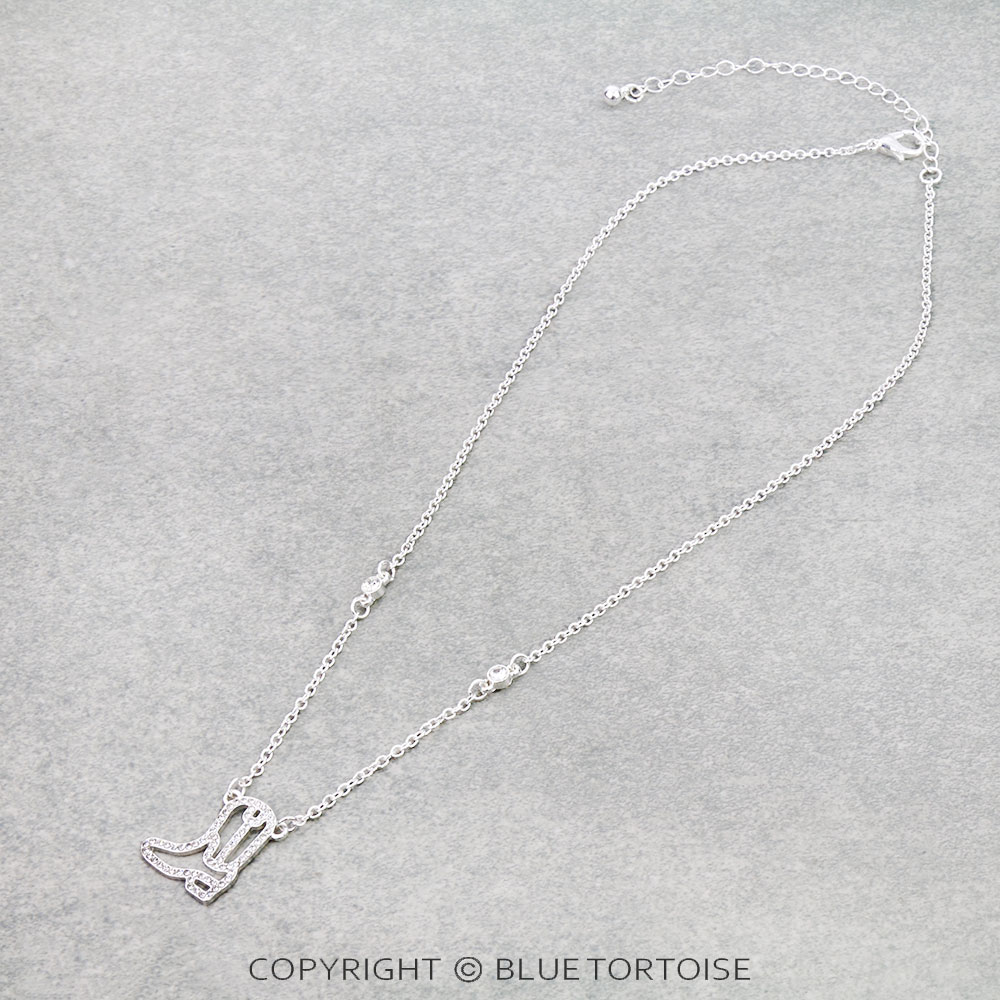 Western Boot Cut Out Paved Necklace