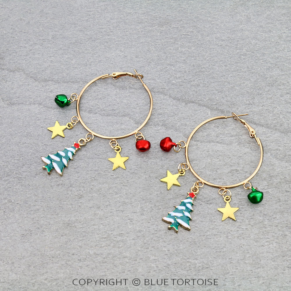 Christmas Tree Hoop Earrings