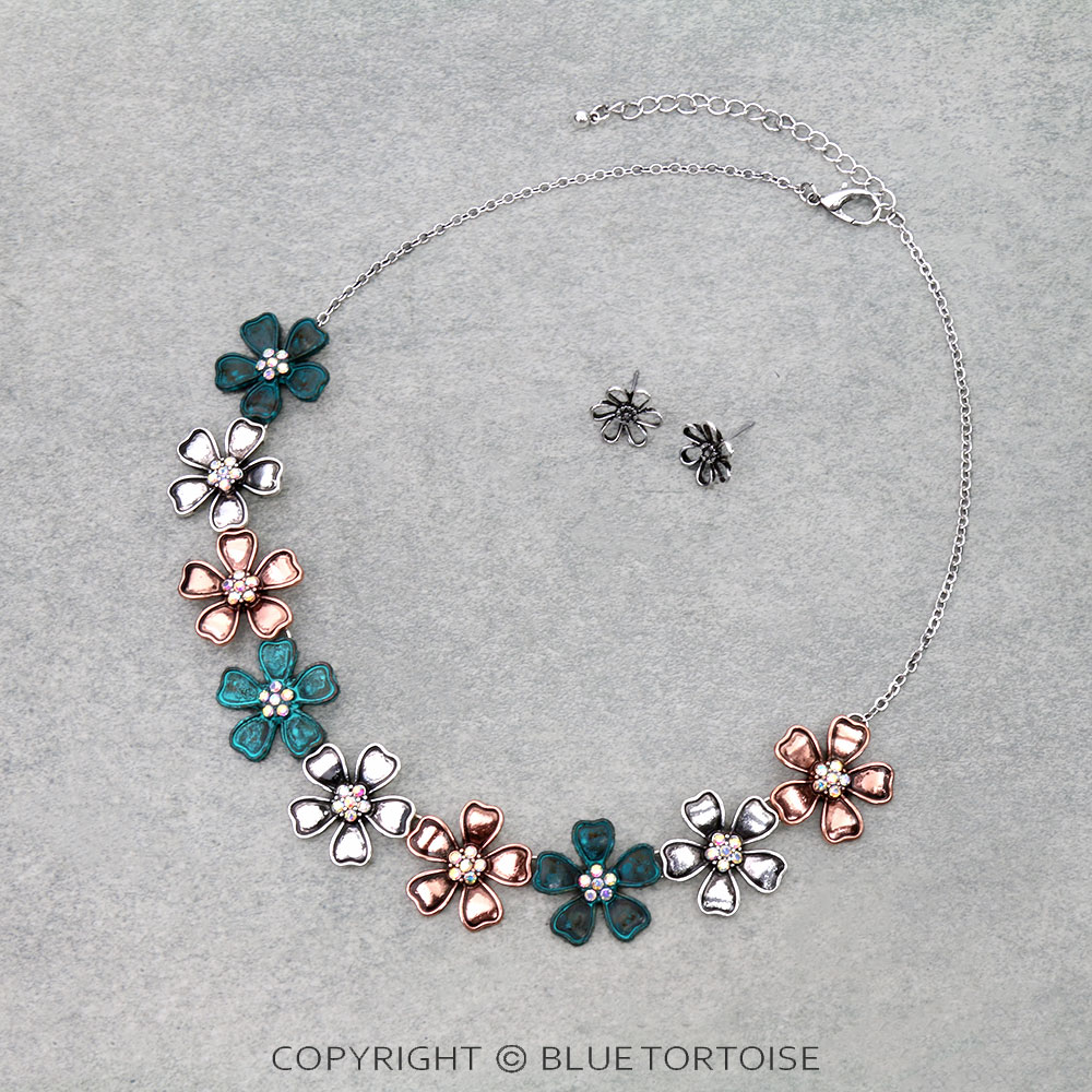 Western Flower Statement Necklace Set