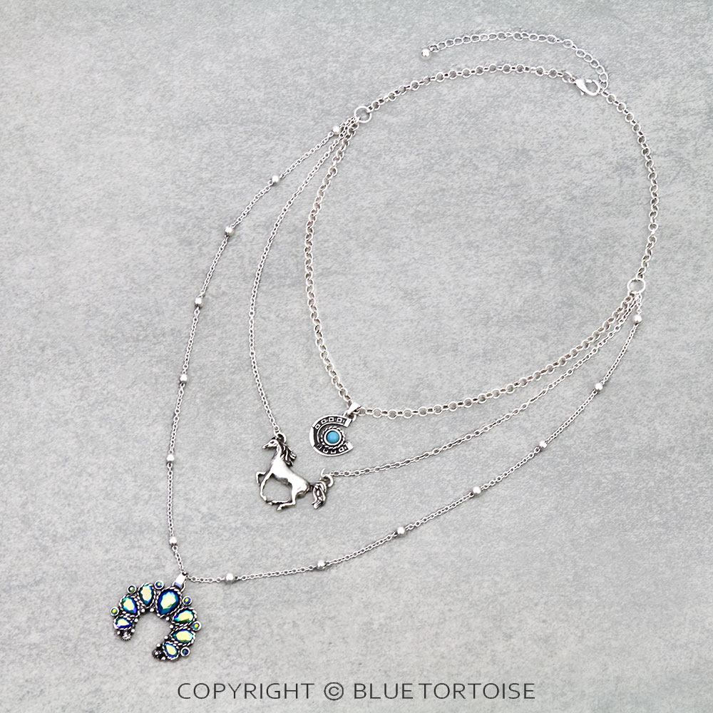 3 Layered Western Squash Blossom Necklace