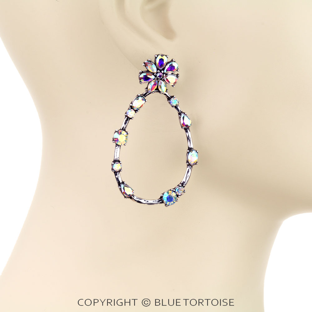 Western Flower Stone Stud Earrings - Image 2