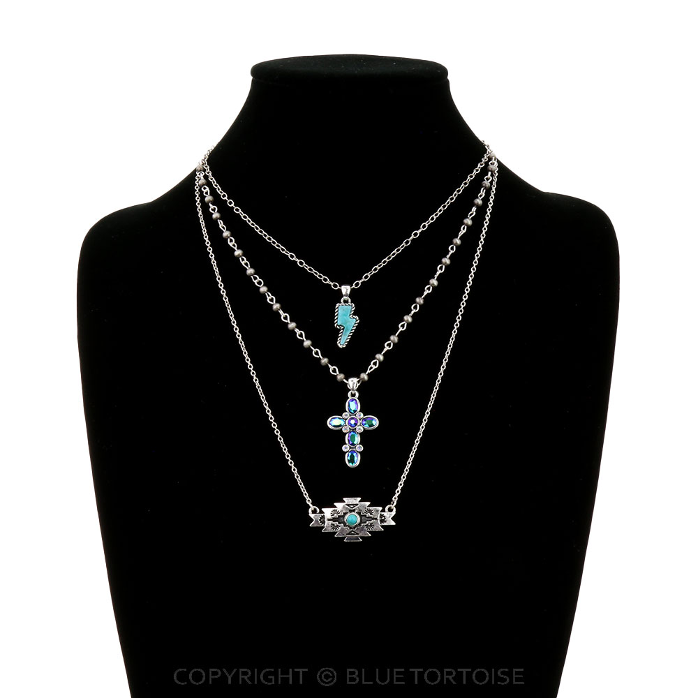 3 Layered Western Aztec Necklace - Image 2