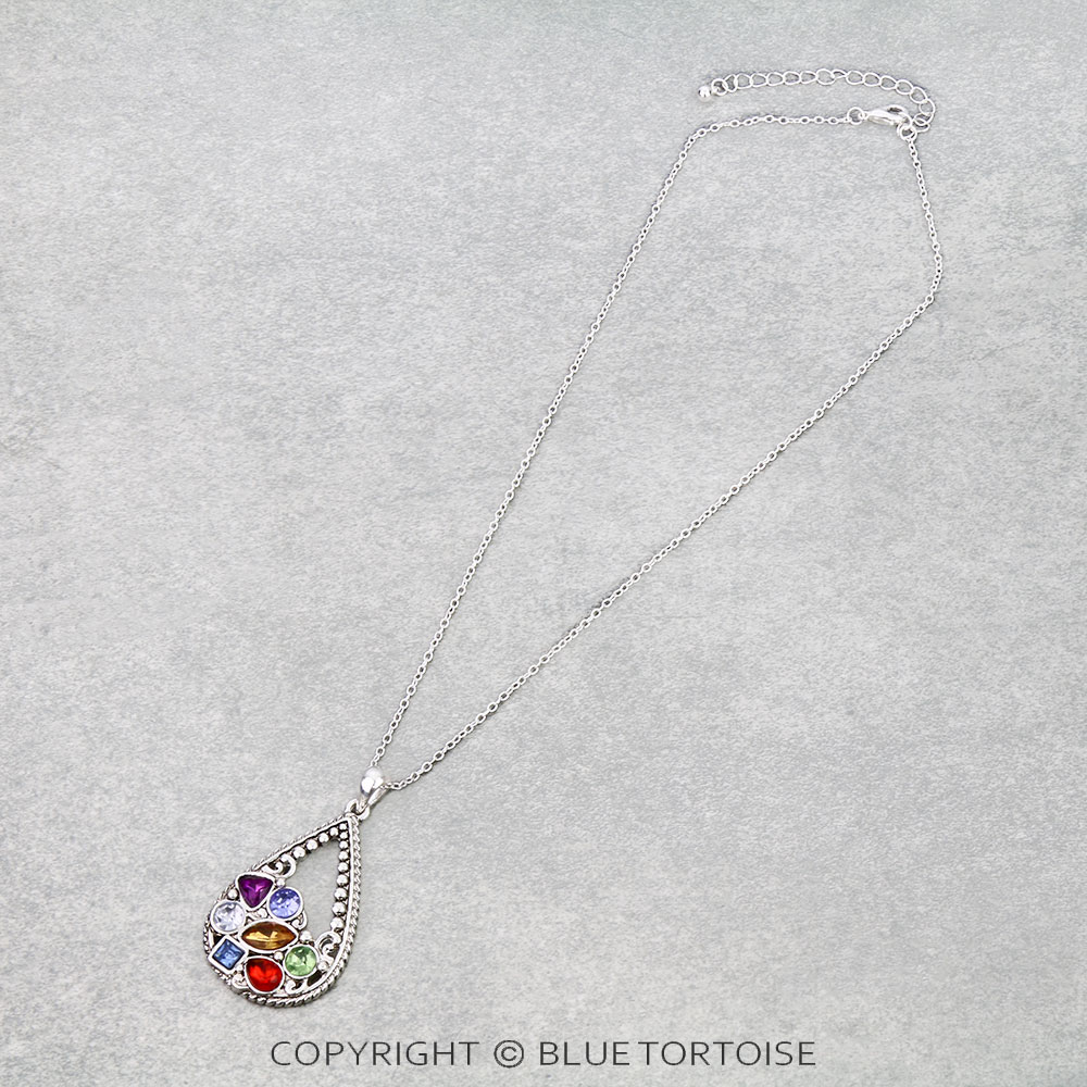 Tailored Ball TXR Teardrop with Stone Necklace