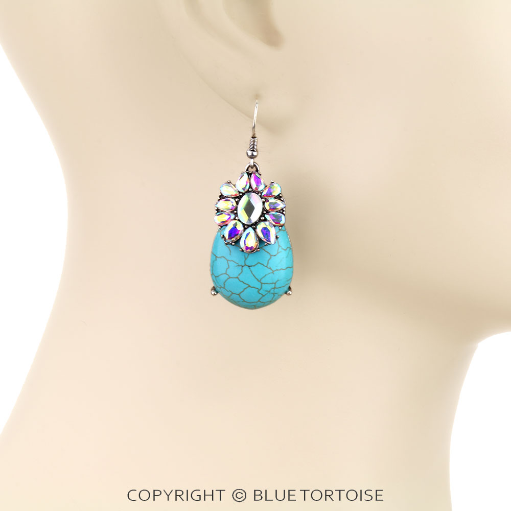 Western Concho Stone Dangle Earrings - Image 2