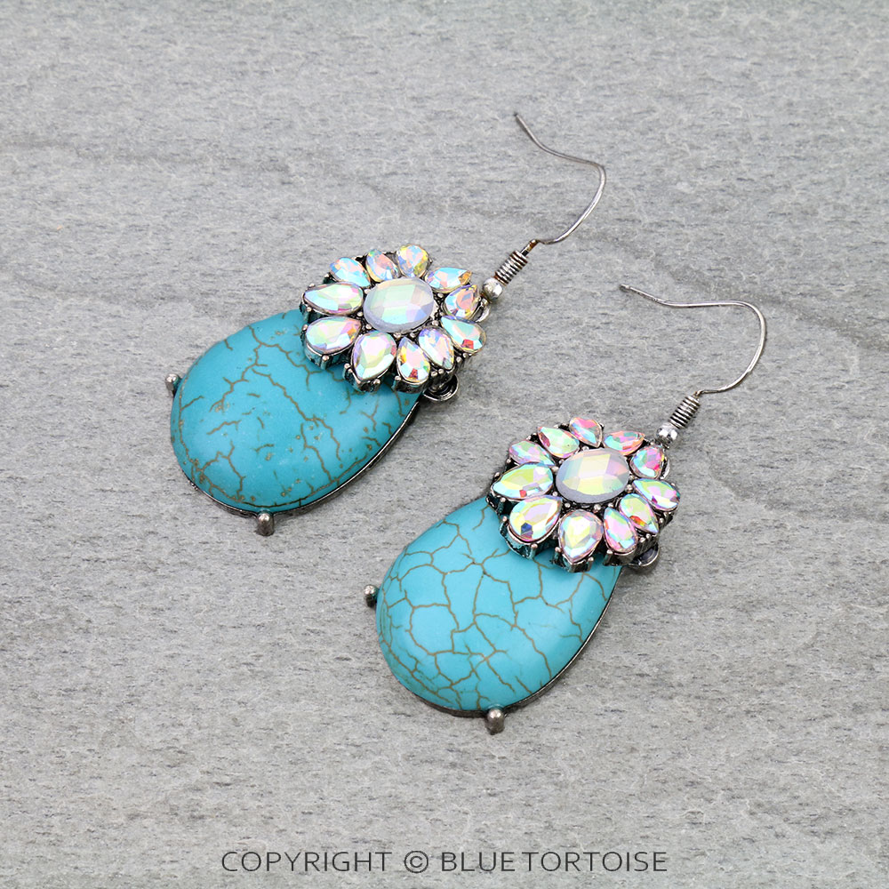 Western Concho Stone Dangle Earrings