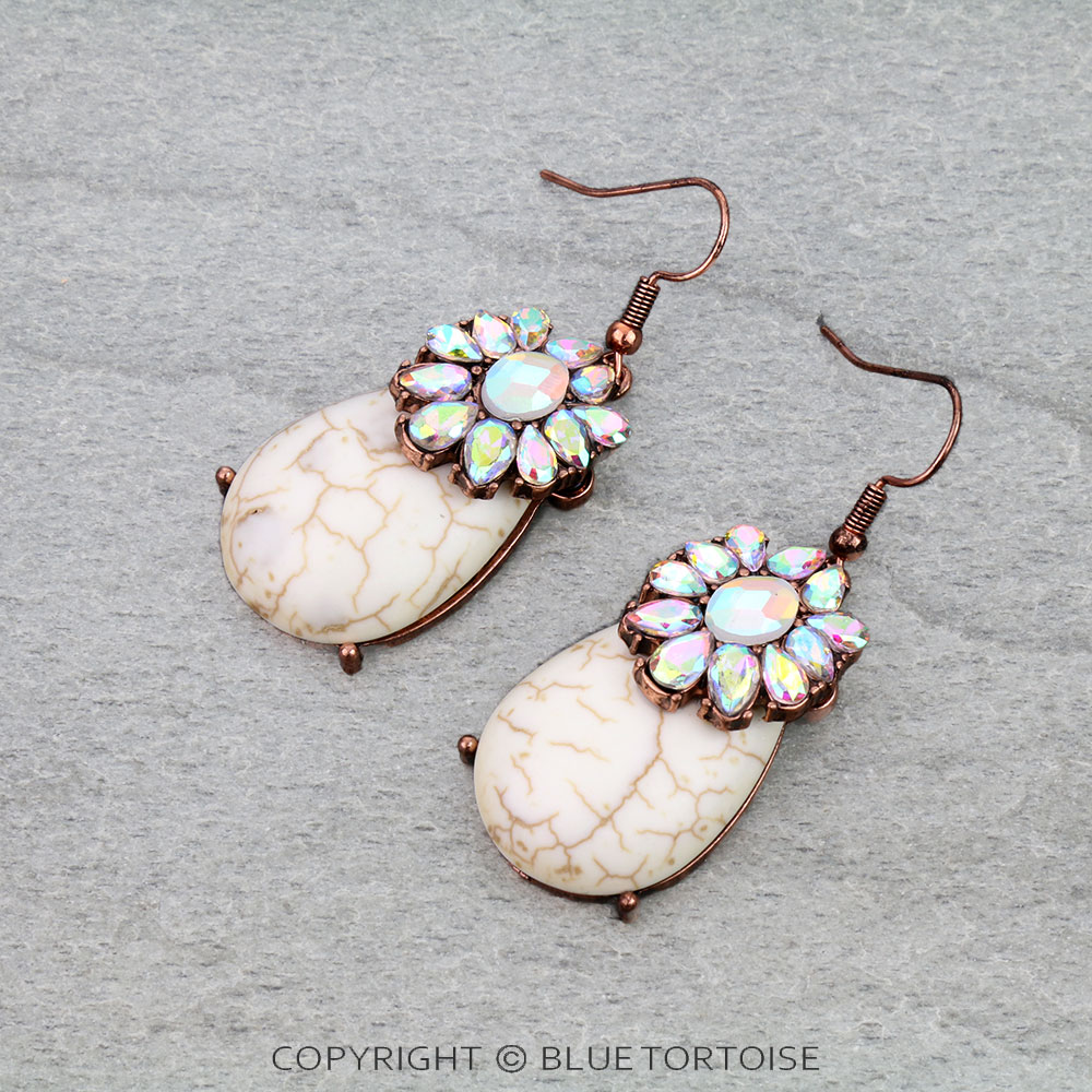 Western Concho Stone Dangle Earrings