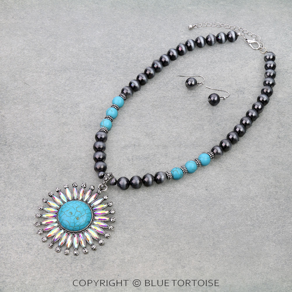 Western Concho Pendant Necklace Set