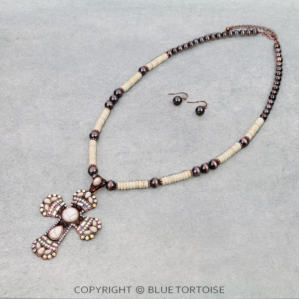 Western Cross Pendant Necklace Set