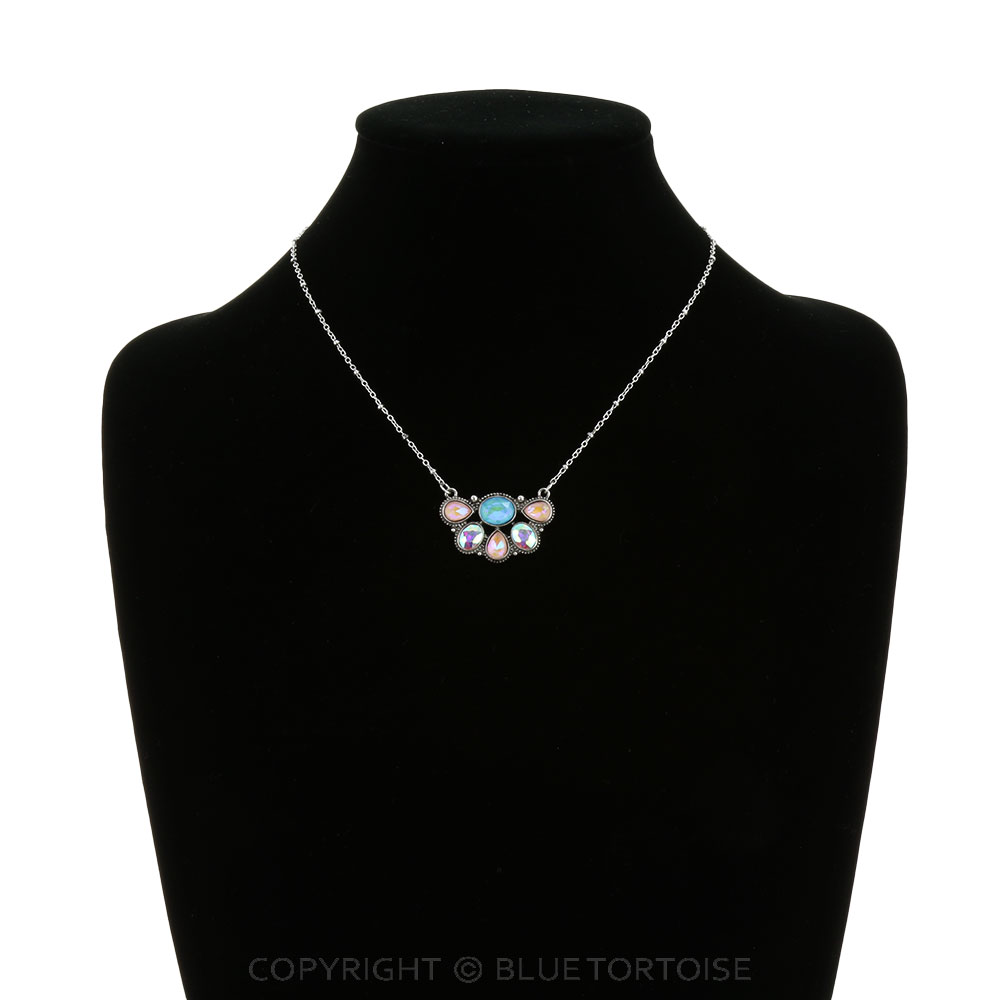 Western Glass Stone Half Flower Necklace - Image 2