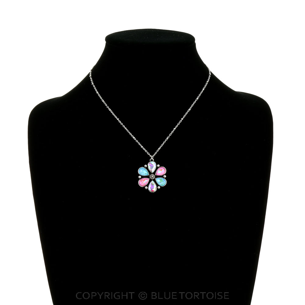 Western Glass Stone Flower Necklace - Image 2